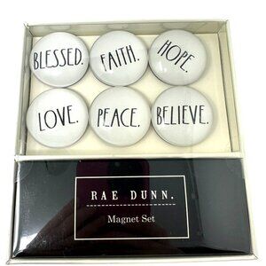 Rae Dunn Glass-Dome Magnet Set BLESSED FAITH HOPE LOVE PEACE BELIEVE New Gift